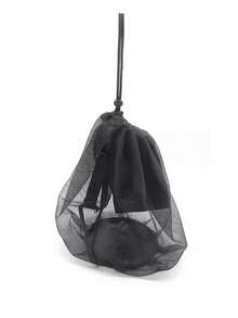 便携式篮球网袋，多用途运动抽绳网袋，可折叠篮球网袋，高品质抽绳网布，适合搭配背包使用，适用于篮球、水球、足球、排球等运动球类。（仅含网袋），理想礼物，户外运动、假日旅行和训练必备运动包