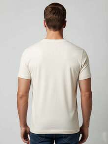 Kit Of 2 Men's T-Shirts 100% Cotton Tshirt Max T Clothing Summer Fashion Basic Everyday Wear - 奶油色 - 查看 2