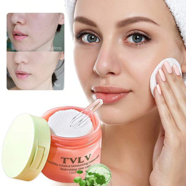 100pcs Centella Asiatica Moisturizing Cotton Pads, Gently Exfoliate, Leaving Skin Clear And Radiant Like Glass, Effectively Cleanses Pores, Removing Dead Skin And Blackheads, Enriched With Centella Asiatica Extract, Suitable For All Skin Types, Perfect For Daily Cleansing And Pre-Makeup Skincare, Providing A Refreshing Skin Experience