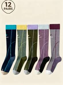 12 زوج جوارب رياضية للنساء ذات امتصاص للرطوبة ومطاطية، مناسبة للاستخدام اليومي - متعدد الألوان - مشاهدة 2