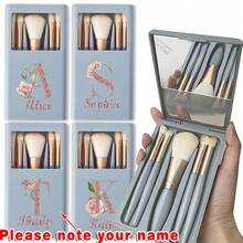 Custom Name 5 In 1 Makeup Brush Set, Versatile Cosmetic Brushes Kit With Powder/Nose Shadow/Eye Shadow/Smudge/Detail Brushes, Compact Travel-Ready With Built-In Mirror, Ideal Beauty Tools For Family & Friends - one-size - View 18