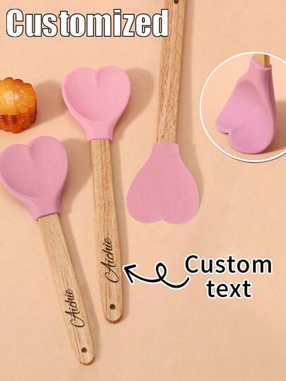 1 pieza Espátulas personalizadas con forma de corazón, Espátulas de mantequilla personalizadas, Espátulas de silicona personalizadas, Palas de silicona personalizadas, Espátulas para hornear personalizadas, Juegos de herramientas para hornear resistentes a altas temperaturas, Espátulas para mermelada con forma de corazón, Regalos para madres, Regalos para entusiastas de la repostería.