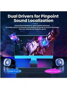 HP RGB電競音響 USB供電電腦音箱 雙立體聲重低音炮 多模式流光燈效 桌上型筆記本通用 桌上遊戲影音設備 DHS-2111 黑色 - DHS-2111 黑色 - 查看 4