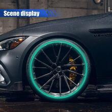 16PCS 17''19'' Reflective Wheel Rim Stripe Decal Sticker, Universal Night Safety Tape Reflective Stickers, Waterproof Tire Rim Decoration Stripe Decals Motorcycle, Car, Green - 綠色 - 查看 4