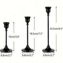 2 Sets/6pcs Matte Black Candle Holders, Suitable For Fireplace, Dining Table, Home Decor, Taper Candles, Christmas, Halloween - Black - View 7