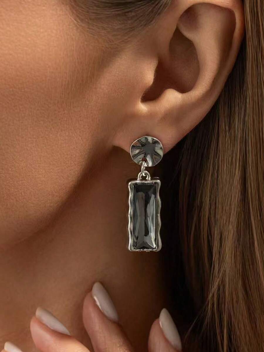 Black Cz Drop Earrings For Women ,Silver Earring For Women Studs Dainty Triple Dangle Earrings Earrings For Women Fashion Accessories - Silver - View 1