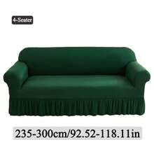 1PC Elastic Skirt Sofa Cover Universal Four Seasons Anti-Dirty And Non-Slip Solid Color Sofa Cover Suitable For 1/2/3/4 Seat Home/Living Room Decoration All-Inclusive Sofa Protective Cover Valentine's Day Gifts Valentine's Day Decorations - 墨綠色 - 查看 13