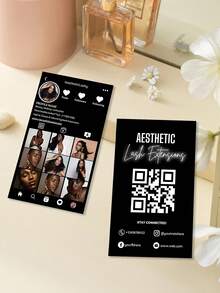 Customized Personalized Hair, Eyelash, Beauty Business Cards, 200/500/1000pcs, Double-Sided QR Code Social Media Contact Cards, Customized Photo & Text Business Card Template Design ,For Family, Lash Tech Supplies - Multicolor - View 49