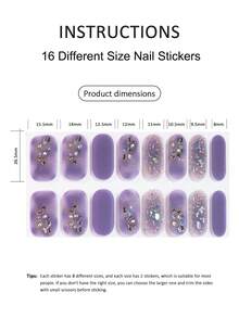 16片半固化凝胶美甲贴纸，果冻米色，沙龙品质，持久耐用，需使用UV灯固化。美甲用品 - 藍色 - 查看 4