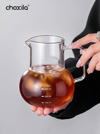 choxila 1pc High Borosilicate Glass Coffee Sharing Pot, With Precise Scale, 600ml, V02 Coffee Accessories, For Coffee Corner, Coffee Equipment, Used In Afternoon Tea, Cafes, Bedrooms, Camping, Schools