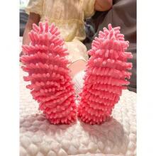 1 Pair Of Women's Cotton Slippers, Unisex, Cleaning And Dusting, Blue, Invisible Socks, Suitable For 33-43 - 粉色 - 查看 4