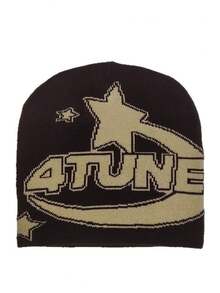 1pc These Men's Knit Beanies With Bold Lettering And Star Patterns Come In Multiple Colors, Offering A And Warm Design, Making Them Ideal Fashion-Forward Winter Headwear - Multicolor - View 4