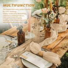 10 Pack Beige Cheesecloth Table Runner 17x108 Inch Boho Gauze Cheese Cloth Table Runners For Wedding Party Birthday Home Decor - Màu be - Xem 5