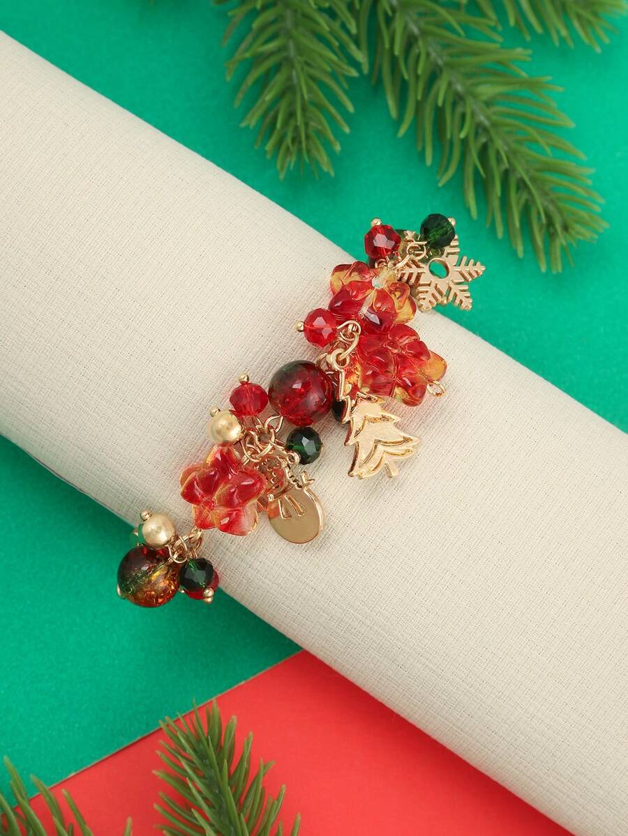 1pc Casual Versatile Cute Holiday Series Christmas Santa Claus Christmas Tree Christmas Socks, INS Style Creative Bracelet - Multicolor 2 - View 1