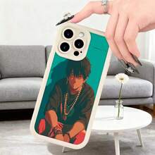 Cubierta de telefono para iPhone con diseño de anime hombre joven estilo urbano color turquesa y rojo para uso diario en biblioteca o casa Aplicable a teléfonos Apple y Galaxy. - Negro - Ver 5