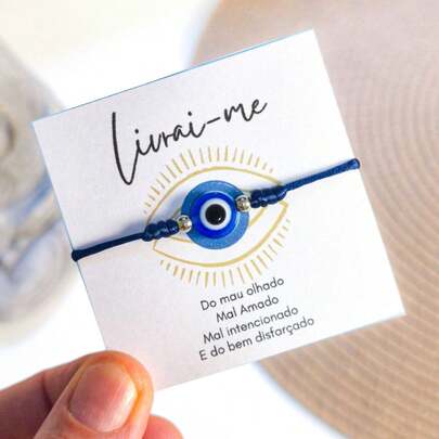 Pulseira Azul olho grego - Livrai-me do mau olhado - Pulseira ajustável de olho grego