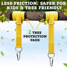 6pcs Tree Swing Hanging Kit - 5cm Wide Yellow Straps With Two Alloy Carabiners - Includes Tree Protection Spacers - Easy & Fast Installation For All Types Of Swings