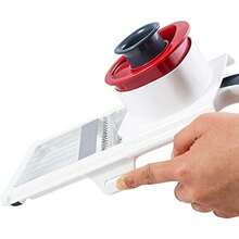Easy Control Handheld Slicer Vegetable And Fruit Cutter With Stainless Steel Blades Adjustable Slicing Thickness Wide Slicing Surface Dishwasher  13 Inches White Red - WhiteGreyandRed - View 4