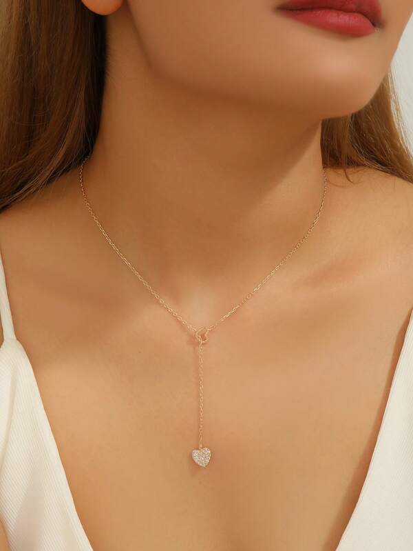 Hot Selling Chain In Europe And America, Heart-Shaped Zirconia Pendant Necklace, Light Luxury, Heart-Shaped Hollow Collarbone, Fashionable