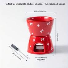 1set, Chocolate Fondue Pot Set With 2 Forks,Ceramic Butter Warmers Set For Chocolate Butter Cheese & Desserts, Ceramic Fondue Pot Set For Date Nights Birthdays Anniversary Wedding, Ideal Gift For Wife, Mom - Multicolor - View 3