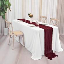 10 Pack Burgundy Cheesecloth Table Runner 17x108 Inch Boho Gauze Cheese Cloth Table Runners For Wedding Party Birthday Home Decor - Burgundy - View 3