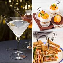 2/20/50/100/200pcs Black Scissor Shaped Fruit Picks, Cake Skewers, Flower Picks, Fruit Sticks, Dessert Picks. Creative Art Toothpicks, Decorative Bamboo Skewers, Cake And Burger Art Forks, Suitable For Beverage Decoration, Birthday, Wedding, Party, Kitchen, Restaurant Supplies - Black - View 3