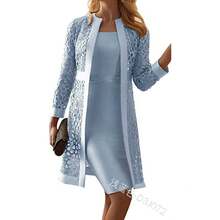 New Women's Lace Cardigan Dress Two-Piece Jacket - trắng - Xem 3