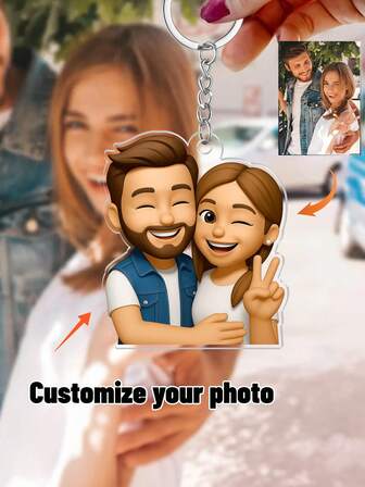 Regalo personalizado del Día de San Valentín para parejas, llavero de acrílico con forma personalizada y personalizada - Regalo para esposo/esposa, aniversario, bodas personalizadas y ocasiones románticas