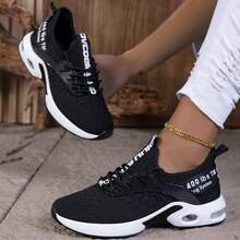 Cómodos zapatos deportivos casuales para mujer, oferta especial, transpirables, para otoño, suela antideslizante, parte superior de malla, adecuados para ir al trabajo, actividades al aire libre, ejercicio, senderismo, tenis y caminar - Negro, regalo del Día de San Valentín para mujeres, cómodos, oferta especial, suela blanda seleccionada, asequible, adecuados para la playa, vacaciones, campamento, caminata casual, zapatos deportivos para senderismo - Negro - Ver 2