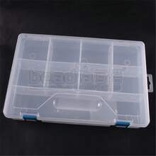Nueva práctica caja de almacenamiento de plástico de 3.3*15cm con 7 compartimentos, organizador de exhibición de joyas y anillos de cuentas - 7 correas - Ver 10