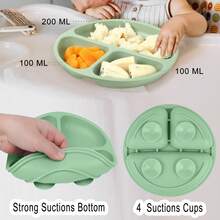 Bộ đồ ăn dặm bằng silicon cá nhân hóa dành cho trẻ sơ sinh và trẻ nhỏ, bao gồm cốc, yếm, đĩa, bát và thìa nĩa bằng silicon. - Bộ 5 món - Xem 3