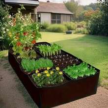 超大号 4/6/8 格高架花园床套装，现代风格，耐用防风雨矩形种植箱，落地式，配有室内/室外配件，适用于蔬菜、花卉种植，是新年、情人节、复活节的理想礼物。 - 黑色 - 查看 2