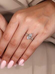 1pc Lace-Style Marquise Zirconia Ring, 925 Sterling Silver, Exquisite And Charming Women's Ring, Lady's Jewelry Gift For Proms And Dates - Nhẫn ren Marquise - Xem 4