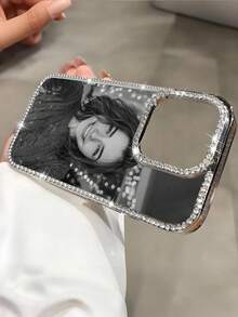 Customized Anti-Drop Electroplated Shiny Diamond Phone Case, Can Print Family, Friends, Pets And Couples Photos, Compatible With IPhone 17/Air/17 Pro/17 Pro Max/16/15/14/13/12/11 And Other Models, Suitable As Gifts For Friends - Silver - View 7