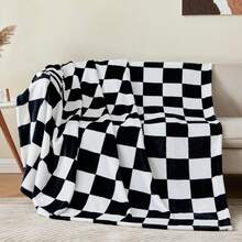 Checkered Throw Blanket For Couch, Soft & Cozy Fleece Flannel Blanket With Checkerboard Grid Home Decor, Checkered Black - Black and White - View 7