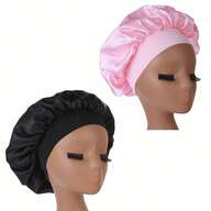 2 pièces/1 pièce Bonnet en soie pour dormir, bonnets de cheveux en satin, bonnet de nuit en soie à bande élastique douce, enveloppe de cheveux en soie pour cheveux bouclés