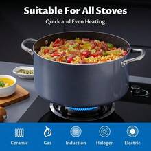 Cooking Pot, Large Non Stick Induction Stock Pot With Lid, All Stove Compatible, Aluminum Soup/Stew Pot For Large-Batch Cooking, Grey - 12 Qt - Xem 4