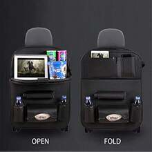 Organizador de Asiento Trasero de Coche, 1 Paquete con Soporte para Tableta, Mesa de Comedor Plegable con Soporte para Tableta, Accesorios de Viaje, Organizador de Cuero ()(Negro) - Multicolor - Ver 5