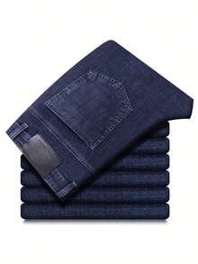 Men's Wash Denim Jeans - Medium Stretch Solid Color All-Season Casual Streetwear, Minimalist Washed Jeans With Straight  Tint For Casual Attire, Versatile Light Wash Jeans For Men (Hand Washable) .Christmas Gifts For Husband Vaqueros Para Hombre - (30L) Stretch-Upgraded Fabric - 查看 2