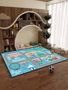1件儿童卡通图案装饰地毯，创意趣味设计，多种颜色可选 - 彩色 - 查看 4