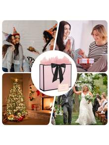 Bộ 5 túi quà giấy cao cấp kèm ruy băng, túi quà tặng lớn có thể tái sử dụng, thích hợp cho đám cưới, tiệc cô dâu, phù dâu, Ngày của Mẹ, tiệc mừng em bé, tân gia, lễ tốt nghiệp, năm mới, sinh nhật, tiệc Valentine. - Nhiều màu - Xem 6