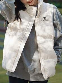 CAMEL CROWN Women's Down Vest, Autumn And Winter Warm White Short Down-Filled Vest, Casual Jacket - Oak Ash - View 3