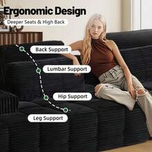 Rwaezyblux Modular Cloud Couch, 113.38-Inch Corduroy Sectional Sofa With Chaise, Fluffy 4-Seater Convertible Sleeper, Modern Frameless Sofa Set For Living Room, Apartment - Xám - Xem 4