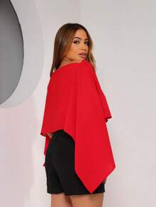 Boho Chic Blouse With Inner Bandeau Top - Women's Multi-Way Cape - 紅色 - 查看 1