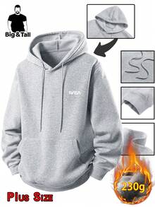 Plus Size Men's Thickened Hooded Loose Jacket, Warm And Casual, Versatile For Autumn/Winter