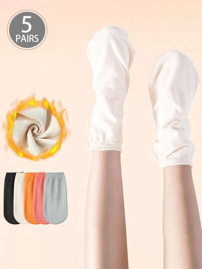 5 أزواج (ألوان عشوائية) من جوارب الساق الدافئة للنوم، جوارب ساق دافئة مريحة للاستخدام المنزلي للرجال والنساء