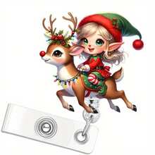 2 pièces/set Porte-badge rétractable de Noël avec cordon, porte-carte d'identité avec étiquette de nom de fête, convient pour les infirmières, les employés de bureau, les enseignants et les étudiants