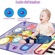 Tapete Musical para Niños,2-in-1 Tapete Musical con Tambor,Teclado de Suelo Plegable con Sonidos de Instrumentos con 13 Canciones de demostración y 8 Canciones rítmicas - Morado - Ver 4