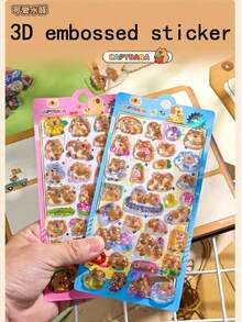 1 pieza Pegatina 3D en relieve de rata de agua, pegatina estereoscópica cristalina y linda, diseño 3D en relieve, material de PVC, pegatina de uso múltiple para decorar tazas, fundas de teléfono, etc. - Multicolor - Ver 3