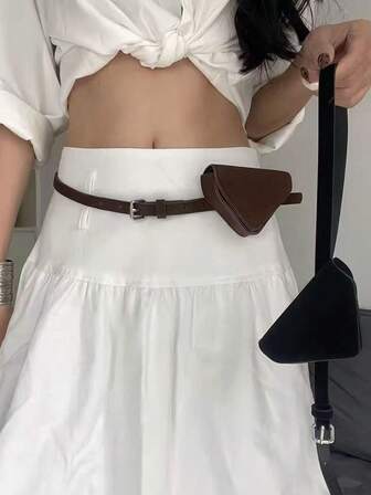 小巧仿麂皮三角腰包，百搭配饰，可搭配牛仔裤和腰带